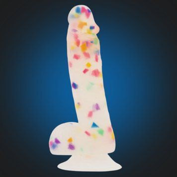 Фалоімітатор з конфетті ADDICTION - PARTY MARTY 7.5&Prime; - FROST & CONFETTI, 19 см SO4532 фото