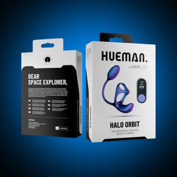 Віброяйце з ерекційним кільцем Hueman Halo Orbit, масаж яєчок, пульт ДК SX3916 фото
