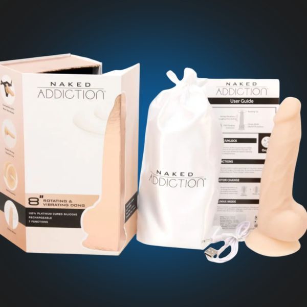 Фалоімітатор з вібрацією та ротацією Naked ADDICTION James 8&Prime; Rotating & Vibrating Dong  SO5587 фото